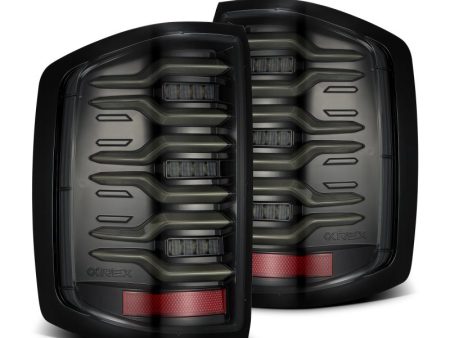 AlphaRex 14-18 Chevy Silverado 1500 Luxx-Series LED Tail Lights Alpha-Black w Activ Light Seq Signal Online Sale