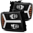 AlphaRex 07-13 Chevy 1500HD PRO-Series Proj Headlight Plank Style Matte Blk w Activ Light Seq Signal Sale