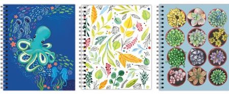 Designer Notebook Multi-Pack - set of (3) books, Sea Leaves Succulent Cheap