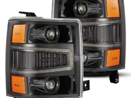 AlphaRex 04-15 Chevy 1500HD LUXX LED Proj Headlights Alpha-Black w Seq Activation Light   Seq Signal on Sale