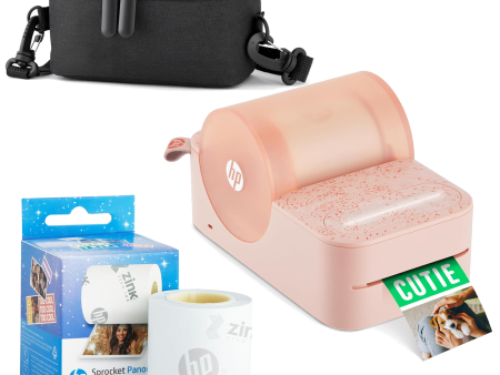 HP Sprocket Panorama Instant Portable Color Label & Photo Printer (Pink) Starter Bundle For Sale