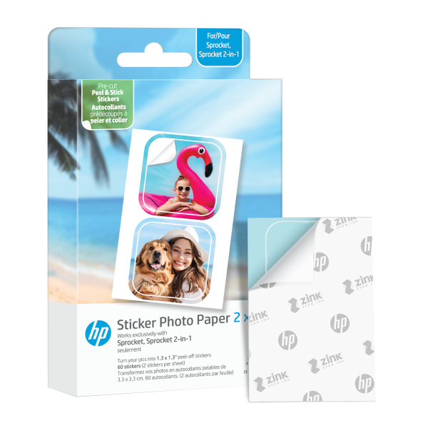 HP Sprocket 2x3” Premium Zink Pre-Cut Sticker Photo Paper, 30 Sheets, Compatible with HP Sprocket Photo Printers For Sale