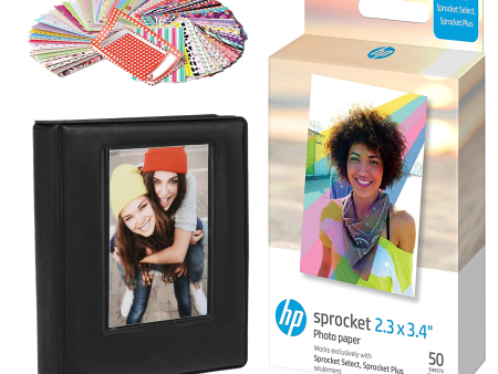 HP Sprocket 2.3 x 3.4  Zink Sticky Back Photo Paper (50 Sheets) Starter Bundle on Sale