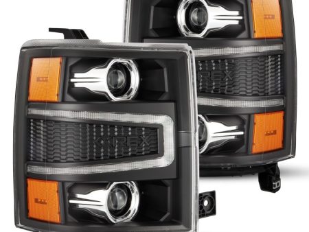 AlphaRex 04-15 Chevy 1500HD LUXX-Series LED Proj Headlights Black w Activ Light Seq Signal For Cheap