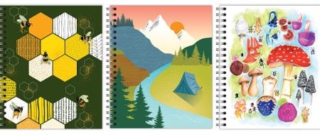 Designer Notebook  Multi-Pack - set of (3) books, Bees Camp Mushroom Fashion