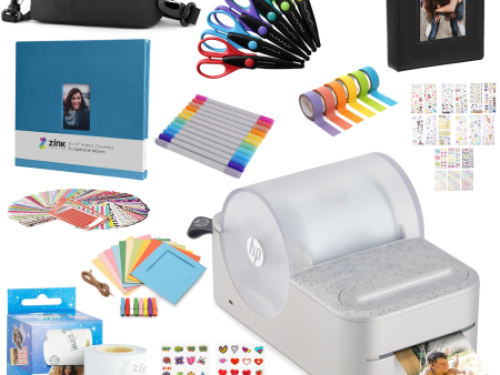 HP Sprocket Panorama Instant Portable Color Label & Photo Printer (Grey) Craft Bundle Supply