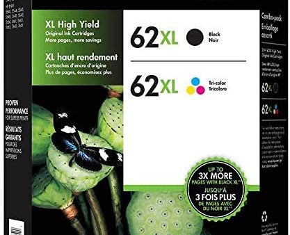 HP 62XL Black & Tri-Color High Yield Ink Cartridge Combo (F6U02BN) Online Sale