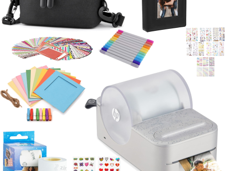 HP Sprocket Panorama Instant Portable Color Label & Photo Printer (Grey) Gift Bundle Sale