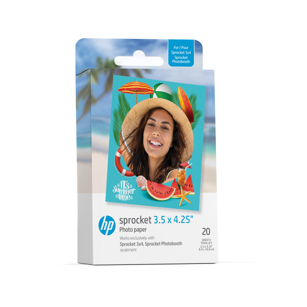 HP Sprocket 3.5 x 4.25” Zink Sticky-backed Photo Paper (20 Pack) Compatible with HP Sprocket 3x4 Photo Printer Fashion