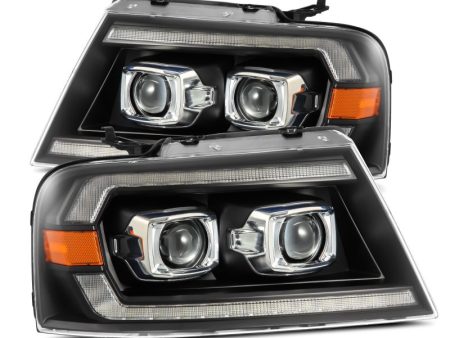 AlphaRex 04-08 Ford F150 PRO-Series Projector Headlights Alpha-Black w  Sequential Signal and DRL Discount