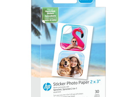 HP Sprocket 2x3” Premium Zink Pre-Cut Sticker Photo Paper, 30 Sheets, Compatible with HP Sprocket Photo Printers For Sale