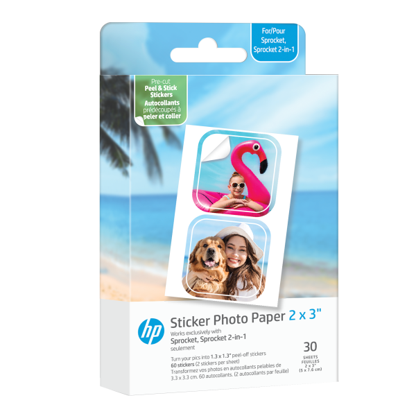 HP Sprocket 2x3” Premium Zink Pre-Cut Sticker Photo Paper, 30 Sheets, Compatible with HP Sprocket Photo Printers For Sale