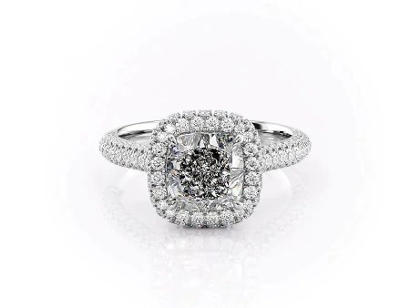 The Kylie Set With A 2.5 Carat Cushion Lab Diamond For Sale